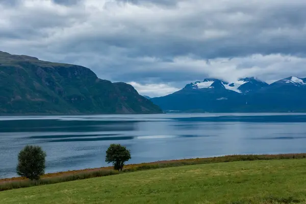 Cloudy Sky Fjord Norway — Stock Photo, Image