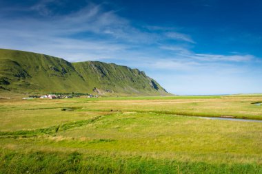 Beautiful landscape of the Lofoten Island from Ryten Mount,  Norway