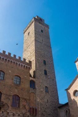 Ancient medieval tower in the town center of San Gimignano, Tuscany, Italy