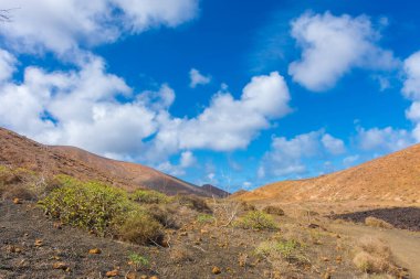 Dramatic landscape viewed from the top of Caldera Blanca volcano, Lanzarote, Canary Islands, Spain