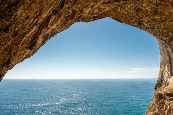 stock image The Ligurian Sea from the Falsari Cave (Grotta dei Falsari in italian), Italy