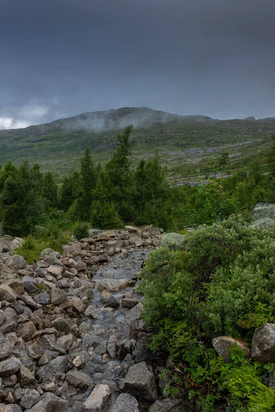 Mountain Trail Hike Trolltunga Scenic Spot Norway — Stock Photo, Image