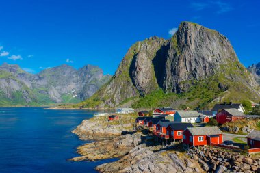 The little fishermen village with red houses of Hamnoy, in the Lofoten Islands, Norway