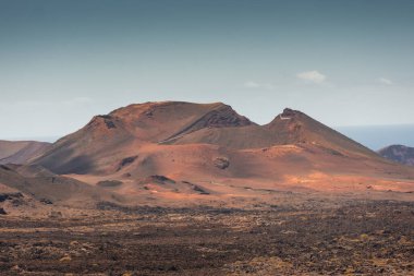 Volkanik manzara Timanfaya Ulusal Parkı, Lanzarote, Kanarya Adaları, İspanya