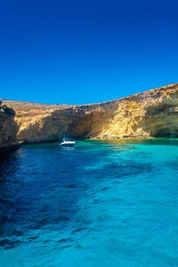 The beautiful water of the Crystal Lagoon of Comino Island, Malta