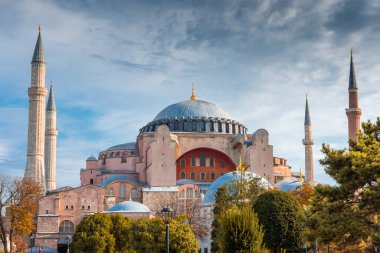 Ayasofya 'nın güzel sonbahar manzarası, İstanbul, Türkiye