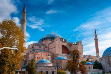 Ayasofya 'nın güzel sonbahar manzarası, İstanbul, Türkiye