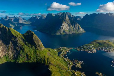 Lake of the Reinebringen Mount on the top of the Lofoten Islands, Norway