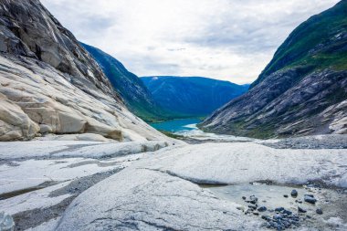 The Nigardsbreen Glacier, beautiful blue melting glacier in the Jostedalen National Park, Norway