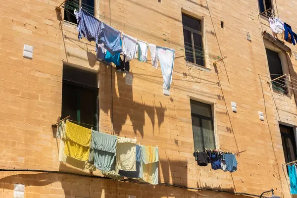 Hanging clothes in old town Valletta, Malta