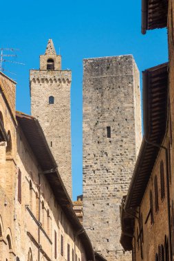 Ancient medieval tower in the town center of San Gimignano, Tuscany, Italy