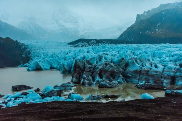 Dramatisk Islandskap Svinafellsjokulbreen Island – stockfoto