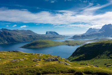 Beautiful landscape of the Lofoten Island from Ryten Mount, Norway