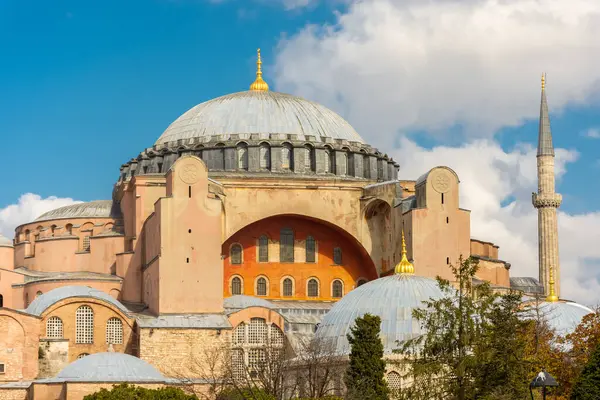 Hagia Sophia Moschee Mit Herbstlichen Blättern Istanbul Türkei lizenzfreie Stockbilder