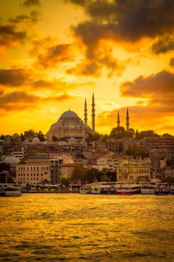 Günbatımında İstanbul 'un inanılmaz silueti, Süleyman Camii, Türkiye