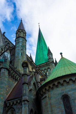 View of the gothic Nidaros Cathedral of Trondheim, Norway