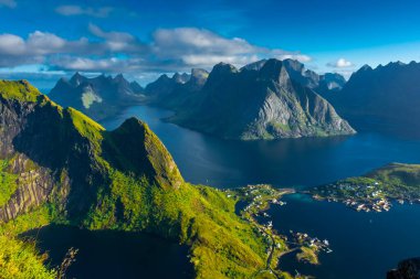 Lake of the Reinebringen Mount on the top of the Lofoten Islands, Norway