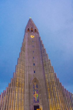 The Hallgrimskirkja, Reykjavik's Cathedral, at sunset, Iceland clipart