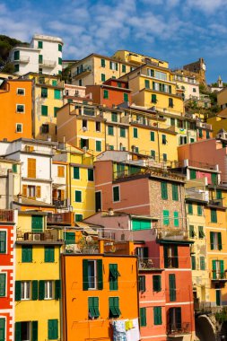 Colorful buildings of Riomaggiore town center, Cinque Terre, Italy clipart