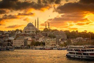 Günbatımında İstanbul 'un inanılmaz silueti, Süleyman Camii, Türkiye