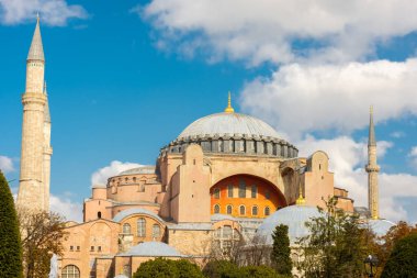 Sonbahar yapraklı Ayasofya Camii, İstanbul ve Türkiye