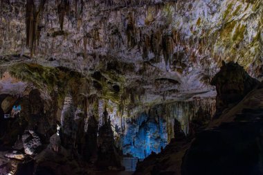 Slovenya 'daki güzel Postojna mağarasını keşfeden Avrupa' nın en çok ziyaret edilen mağarası. Binlerce dikit ve sarkıt.