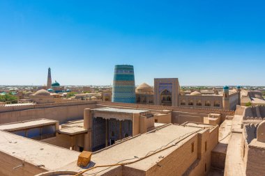 Özbekistan 'ın tarihi Khiva merkezi Itchan Kala manzarası