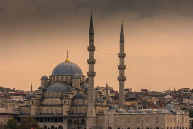 Günbatımında Yeni Cami Camii Manzarası, İstanbul, Türkiye