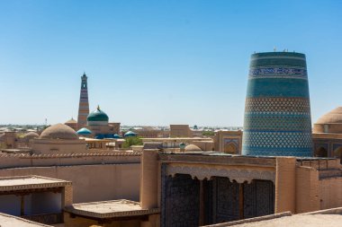 Özbekistan 'ın tarihi Khiva merkezi Itchan Kala manzarası