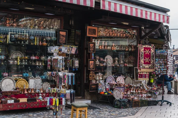 Sarajevo Bosnia Herzegovina November 2022 Traditional Gift Shops Historical Center — Stock Photo, Image