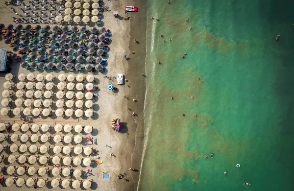 Golem Durres Albania August 2023 Aerial View Sandy Beach Full — Stock Photo, Image