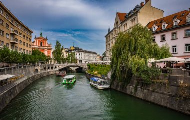 Slovenya 'nın başkenti Ljubljana' nın havadan görünüşü. Yüksek kalite fotoğraf