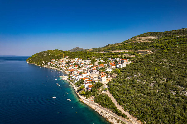 Aerial View of Komarna, Peljesac, Croatia. High quality photo