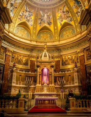 Macaristan, Budapeşte 'deki St. Stephens Bazilikası' nın içi. Yüksek kalite fotoğraf