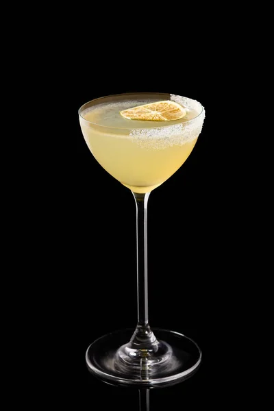Magarita Cocktail Mit Zitrone Und Salz Auf Schwarzem Hintergrund Drink — Stockfoto