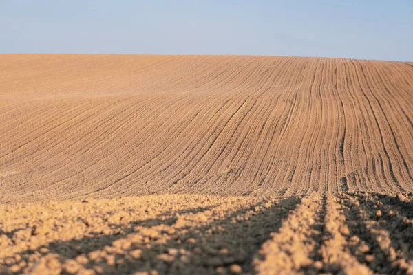 Hullámos Talajművelésű Földterület Mezőgazdaság — Stock Fotó