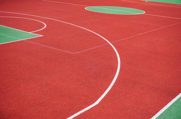 Outdoor basketball field. Marking on the basketball court.