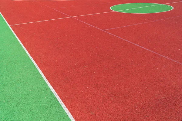 Баскетбольная Площадка Крупным Планом Красочные Баскетбольные Линии Открытой Площадке — стоковое фото