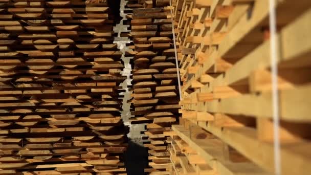锯齿状的木板建筑材料 仓库和木材店 4K镜头 — 图库视频影像
