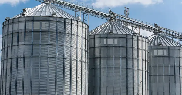 Hasat edilen tahıllar için depolama tesisleri sergilenen tarım işleme tesisinde birden fazla büyük silo görülebilir. Yapı iyi korunmuş ve işlevsel..