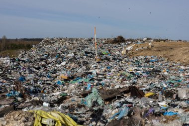 Çöp, plastik atıklar ve yerel ekosistem ve sağlık hizmetlerini etkileyen atıklarla dolu büyük bir arazi..