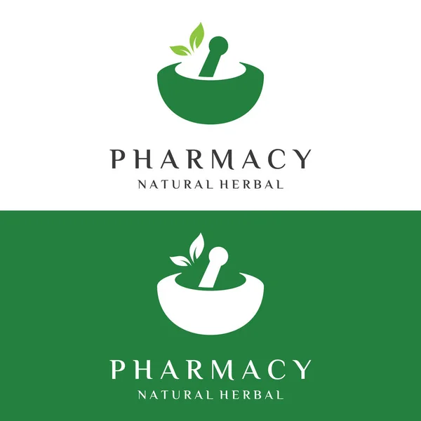 Projeto Logotipo Farmácia Com Tigela Fitoterapia Socado Logotipo Para Medicina — Vetor de Stock