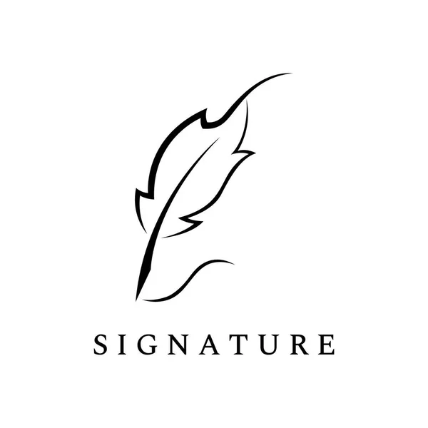 Creative Design Pen Logo Hipster Quill Author Author Signature — Stock Vector