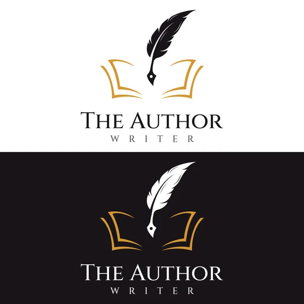 Creative Design Pen Logo Hipster Quill Author Author Signature — Stock Vector