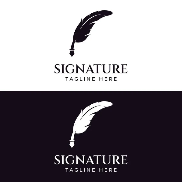Conception Créative Logo Stylo Avec Plume Hipster Pour Auteur Auteur — Image vectorielle