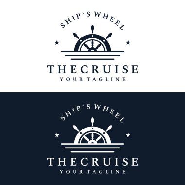 Gemi dümeninin logosu deniz dalgaları, geriye dönük ipler ve çapalarla tasarlandı. İş logosu, denizciler, yelkencilik..