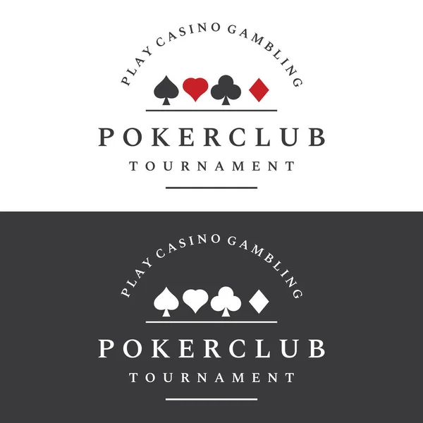 stock vector Vintage casino poker ace logo, diamonds, hearts and spades. Poker club logo, tournament, gambling game, symbol 777.