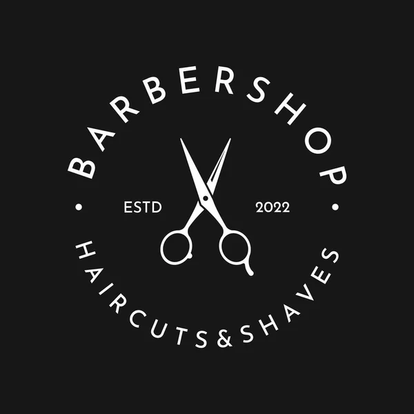 Kreative Und Einfache Klassische Friseursalon Schere Logo Isoliert Auf Schwarz — Stockvektor