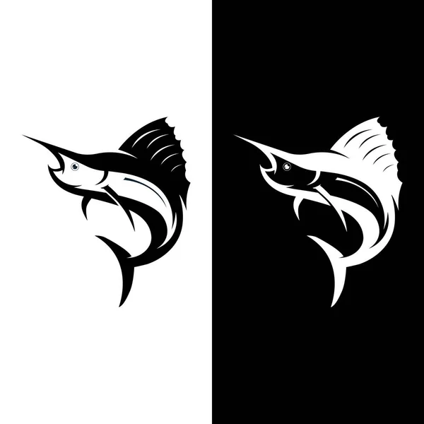 Abstract Logo Van Creatieve Zwaardvis Marlijn Vis Silhouette Marlijn Springen — Stockvector