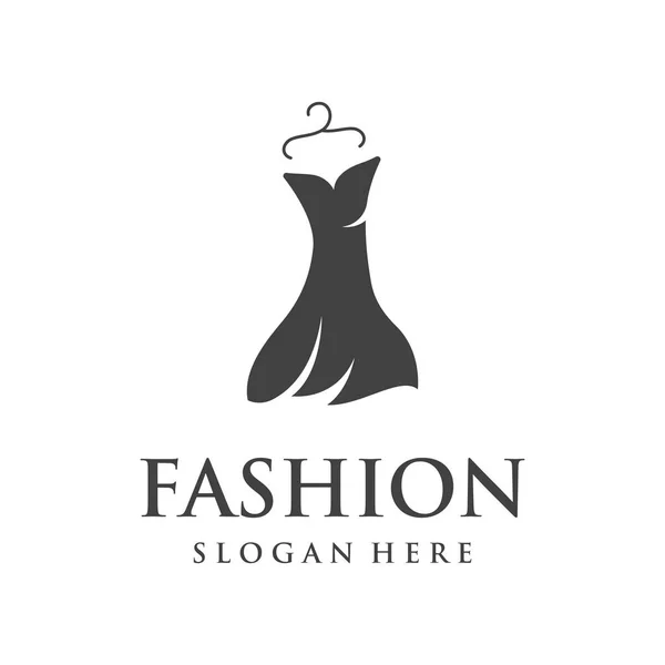 Logo Abbigliamento Donna Con Appendiabiti Abiti Lusso Logo Affari Boutique — Vettoriale Stock